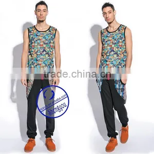 2015 Fashion Design 100 Cotton Mens Full Printed Tank Top thumbnail-4