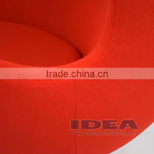 Replica Arne Jacobsen Egg Chair - Red Wool Fabric - Polished Aluminum Base thumbnail-6