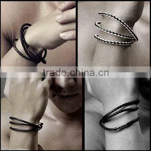 NEW Fashion Handmade Leather Wrap Wristband Cuff Punk Magnetic Buckle Bracelet thumbnail-3