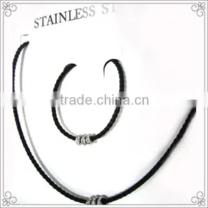 Steel Clasp Bridal Crystal Jewelry Set With Genuine Leather thumbnail-3