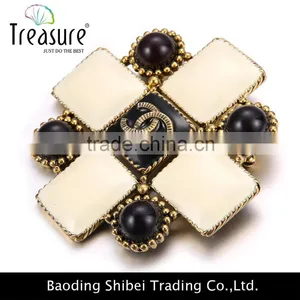 2015 Latest New Design Brand White Square Oil Drop and Black Plastic Balls Fashion Brooch Wholesale Quality Choice thumbnail-4
