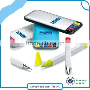 Ball Point Pen Set in Plastic Box, 5 in 1 Highlighter Pen thumbnail-1