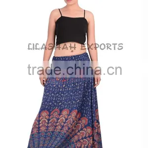 2123 Rayon Mandala Printed Long Skirt Rayon Block Printed Skirt Garments Ladies Fashion Skirts Woman Skirt Suit Skirts thumbnail-1