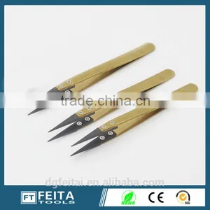 Heat Resistant Gold Ceramic Tweezers 72MZ for Jewelry Tools & Equipment Use thumbnail-4