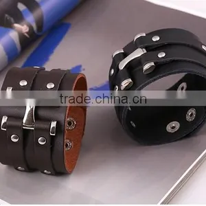 Hot Unisex Men Womens Wide Leather Belt Bracelet Wristband Bangle Jewelry Party thumbnail-1