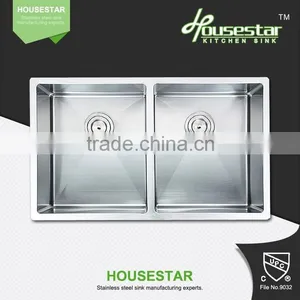 Factory Wholesale Stainless Steel Sink R10-3219 Cheap Undermount Sinks Handmade Undermount Corner Kitchen Sinks With Double Bowl thumbnail-1