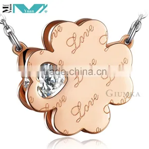 Fashion Stainless Steel Chain Necklace With Four Leaf Clover Charm and CZ thumbnail-1