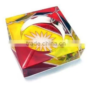 Round Crystal Ashtray Smoking With Engraved Logo Color (R-1001 thumbnail-1