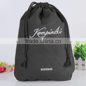 Shoe Bag Black Cotton Drawstring Bag thumbnail-1
