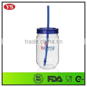 Eco-friendly 19 oz Plastic Single Wall Jars With Straw thumbnail-4