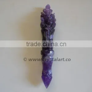 AMETHYST AGATE CARVING GANESHA HEALING STICK thumbnail-1