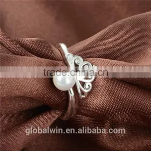 S925 Sterling Silver Princess Pearl Crown Open Rings thumbnail-5