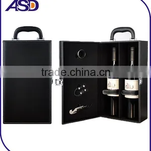 Wholesale Wine Leather Box Two Bottles Wine Packaging Boxes High Quality Red Black Brown Color thumbnail-3