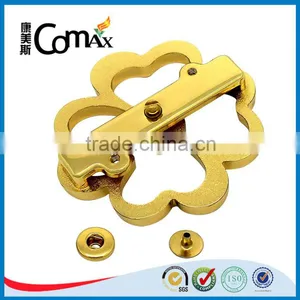 Gold Flower Shape Fashion Metal Handbag Lock thumbnail-5