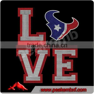 Free Custom Design Rhinestone Love Texans Heat Transfer Applique thumbnail-1