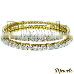 Diamond Gold Bangles, Indian Diamond Gold Bangles, Diamond Jewelry thumbnail-1