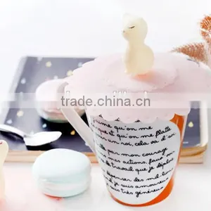 Cute Cartoon Leak Proof Soft Little White Cat Silicone Tea Cup Cover thumbnail-2