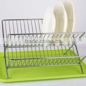 2 Tiers X-shape Chrome Plated Dish Rack With Plastic Tray thumbnail-1