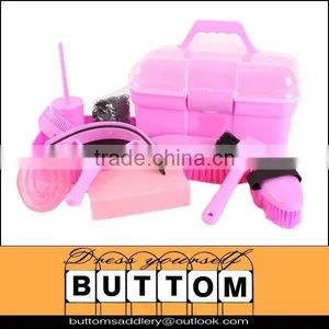 Equestrian Grooming Box Horse Grooming Box Horse Grooming Tools Box Equestrian Grooming Box for Horse Grooming,set of 9,pink thumbnail-1