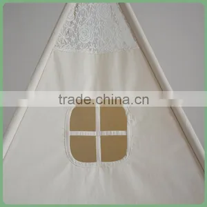 Wholesale Low MOQ Plain Calico Lace Indoor Kids Teepee thumbnail-4