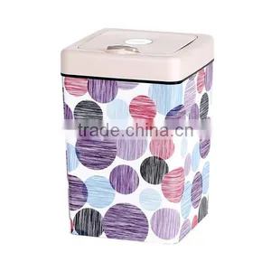Flip Square Plastic Trash Can Waste Bin Square Container With Lid 13L thumbnail-1