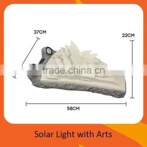 Decoartive Outdoor Garden Solar Powered Sculpture Polyresin OPERA House Shaped LED Lights thumbnail-2