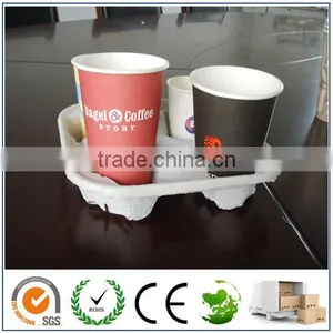 ECO Molded Pulp Cup Carrier/Cup Tray/4 Cup Carrier With Paper Cup thumbnail-1