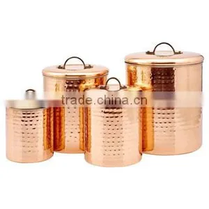 Hammered Copper Canister Set/Copper Storage Set 4 Pc. thumbnail-1
