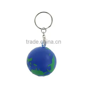 Portable Foam Rubber Earth Anti Stress Keyring With Earth pu Ball thumbnail-1