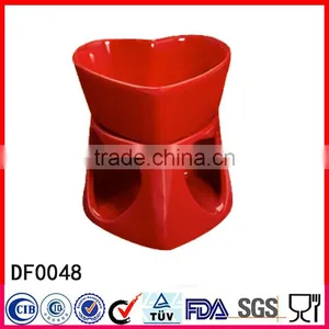 Custom Design Kitchen Craft Heart Shape Red Mini Ceramic Cheese Chocolate Fondue Set thumbnail-3