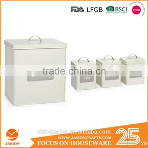 Airtight Retro Enamel Steel Bread Bin Biscuit Tin Tea/Coffee/Sugar Canisters Set of 5 thumbnail-2