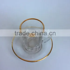 Custom Fashion Elegant Product Drinking Cup With Handle/A Cup and Saucer Decorated With Gold thumbnail-2