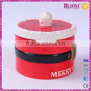 Round Shaped Ceramic Christmas Candy Jar With Lid thumbnail-4