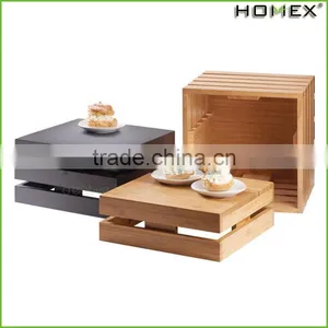 Bamboo Food Riser Square Crate Risers Homex BSCI/Factory thumbnail-1