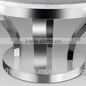 Stainless Steel Base Round Dining Table With Marble Top thumbnail-3