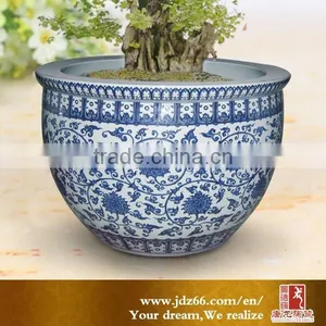 Chinese Style Excellent Quality Blue Pottery Bonsai Pots for Garden Decor thumbnail-1