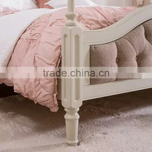 Princess Wonderland Luxury European Style Solid Wood Tufted Bed With Pure White Poster and Canopy BF11-02274e thumbnail-5