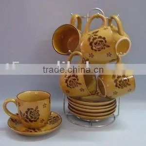 Handpainted Flower Tea Cup and Saucer thumbnail-1