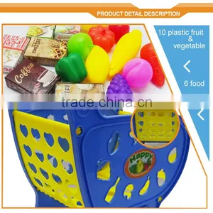 Toy Shopping Cart With Fruit & Vegetable Supermarket Trolley Shopping Cart Toy Car Trolley thumbnail-2