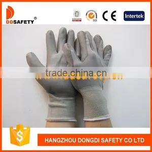 DDSAFETY 13 Gauge Grey Nylon Liner Knit Wrist PU Coated Working Safety Glove thumbnail-1