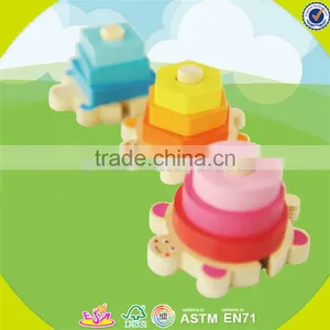 Wholesale Kids Geometry Wooden Blocks Game Fashion Children Wooden Blocks Game Best Sale Baby Stacking Toy W13E063 thumbnail-4