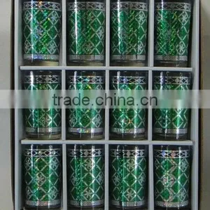 GH308 12pcs Glass Drinking Set With Bronzing Deco thumbnail-1