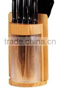 13pcs Wooden Knife Block With 5knives ,6pcs Nylon Utensils and One Chopping Board thumbnail-1