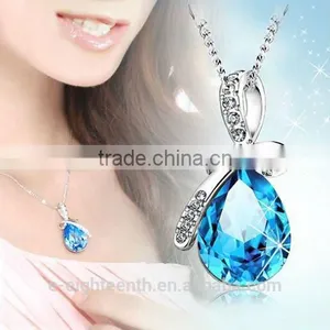 2016 Cheap Women's Rhinestone Chain Crystal Pendent Necklace Waterdrop Jewelry Xmas Christmas Gift for Decoration thumbnail-1