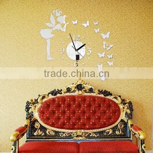 Latest Decorative Wall Mirror Clock Sticker Decoration, Sitting Room Three-dimensional Butterfly Angel Mirror Wall Stickers thumbnail-4