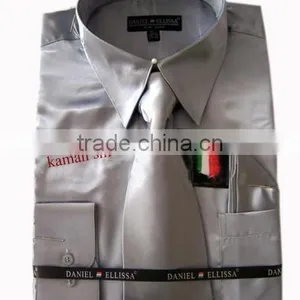Wholesale Satin Shirt for Man Dress Shirt Tie Man Satin Shirts thumbnail-1