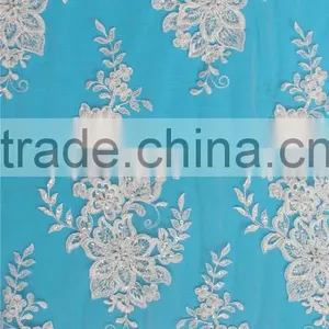 High Quality Hot Sale Computer Embridery Hand Beaded Lace Fabric From India thumbnail-1