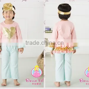 Hearts Printed Top & Pant Set Baby Clothing Set Red Valentine's Outfits Girl Valentine's Day thumbnail-3