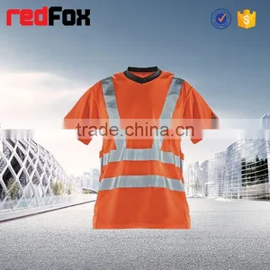Red Low Price 100% Polyster Safety T-shirt for Worker T-shirt Maker Safety Shirt Workwear Shirt T-shirt thumbnail-1