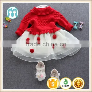 Christmas Dresses Children Red Sweaters Skirts for Kids XMAS BABY RED SWEATERS DRESSES CUTE DRESSES GOOD QUALITY thumbnail-1